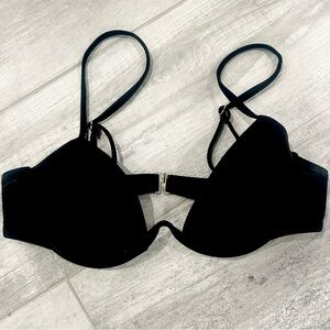 NWOT Black Push-Up Bikini Top with Back Clasp and Adjustable Straps- M